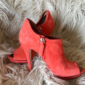 BCBG Maxazria Suede Peep-Toe Pumps